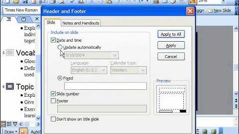 PowerPoint 2003 Tutorial Setting the Slide Header & Footer Microsoft Training Lesson 5.3