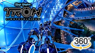 VR 360 TRON Lightcycle Run Roller Coaster at Night POV with Queue Walt Disney World 2024 03 11
