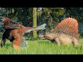 6x DIMETRODON vs 6x PYRORAPTOR (JWD DINOSAURS BATTLE) - Jurassic World Evolution 2