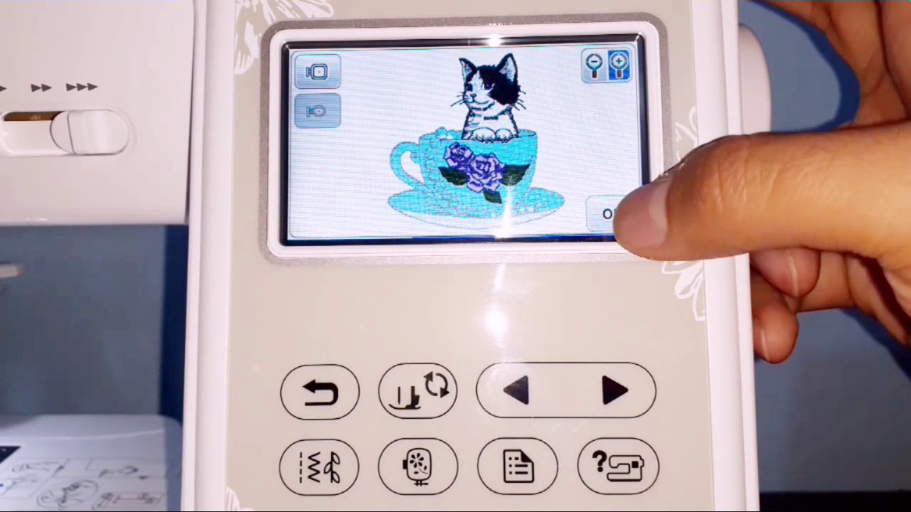 máquina de bordar electrónica con pantalla. ilustración vectorial