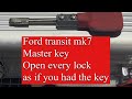 Ford transit Mk7 make up key instructions from caralarmandradio.com