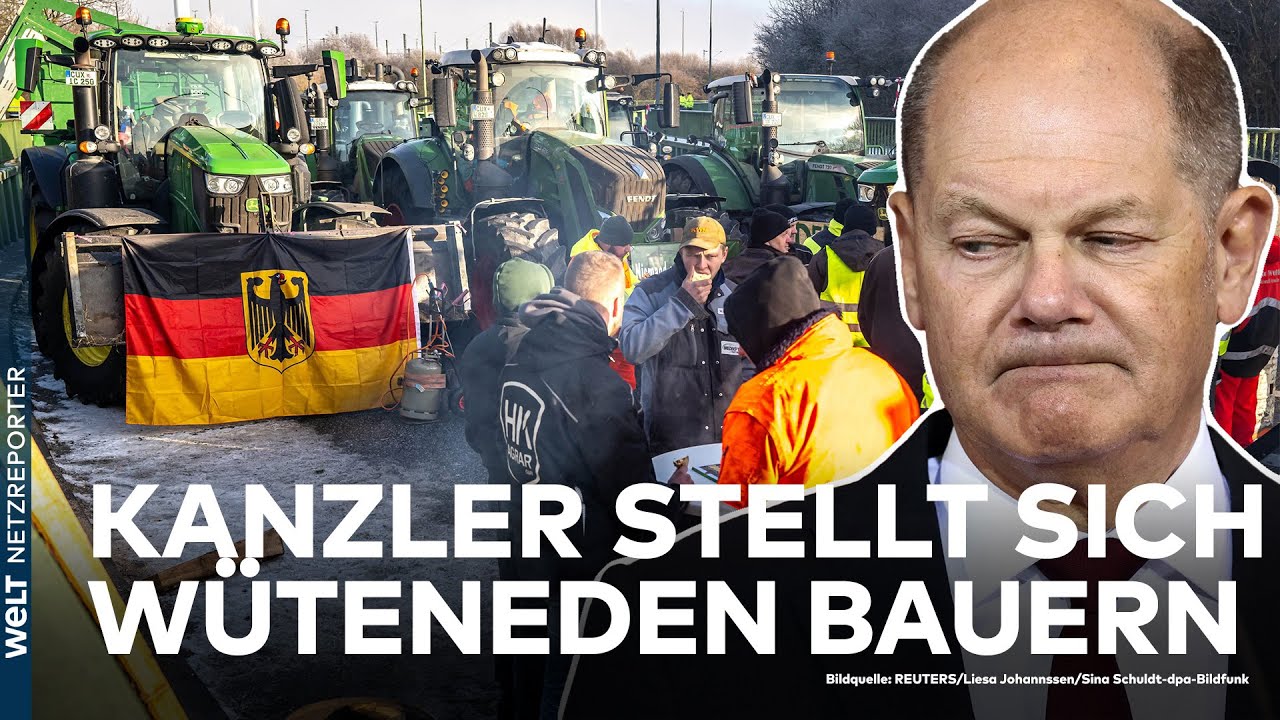 ⁣BAUERN-PROTESTE: Nagelprobe für Scholz - Kanzler trifft auf wütende Landwirte | WELT News