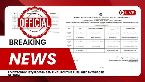 POLYTECHNIC 1ST/3RD/5TH SEM FINAL ROUTINE PUBLISHED BY WBSCTE | WBSCTE ODD SEM EXAM ROUTINE 2026 C