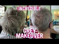 THE BEST GREY MAKEOVER YET! Super short natural grey pixiecut for Kim