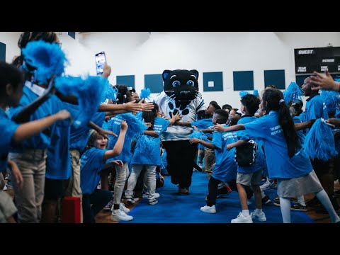 Highlights of Panthers pep rally, backpack donation event at Hickory Grove Elementary school