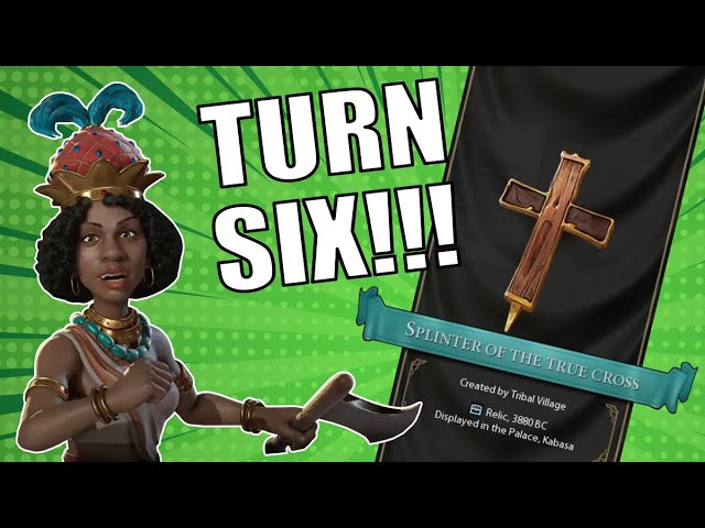 Civ 6 | EVERYONE GET IN HERE IT'S A TURN 6 RELIC GOD START! (#1 Deity Nzinga Kongo Civilization VI) class=