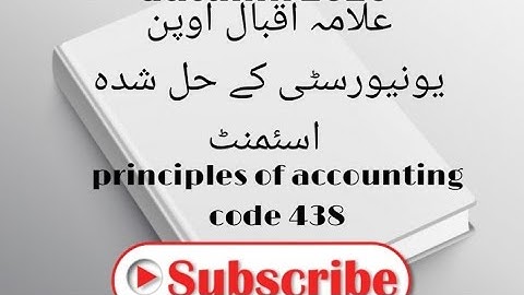 #principles of accounting #assignment no 2 #course code 438#autumn 2020