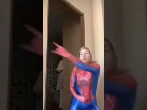 Girl in a spiderman costume farts