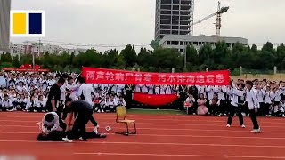 Chinese pupils re-enact assassination of Japan's Shinzo Abe