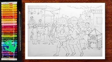 Rath Yatra Drawing | Jaganath Ratha Yatra Festival Scenery Drawing | Jagannath Drawing | Oil Pastels
