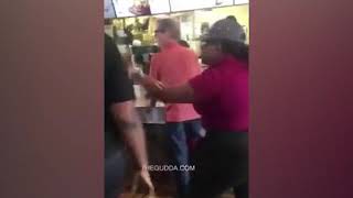 Shocking video shows McDonald's employee SLAPPING a customer and knocking her glasses