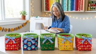 Sew This For Christmas Gift. The Cutest Gift Basket With Drawstring Sewing Gift Bag Ideas.