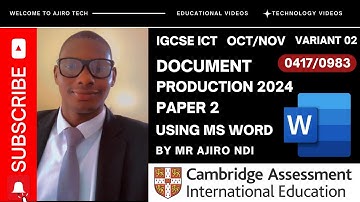 IGCSE ICT (0417/0983) Paper 2 Document Production October November 2024 Variant 02 | Microsoft Word