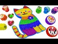 Satisfying l mixing cat bathtub with slime  rainbow glitter cutting asmr  making by sunny c