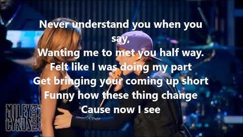 Miley Cyrus ft.  Justin Bieber - "Overboard" (lyrics with live perfomance) in Madison Square Garden