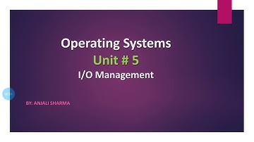 I/O Management | Operating Systems |