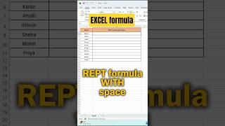 Excel REPT Formula – Repeat Text With Space | Excel Trick #shorts #viral #trending #excel