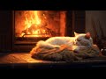 Quiet with home meowmeow cat naps and gentle melodies of the fireplace