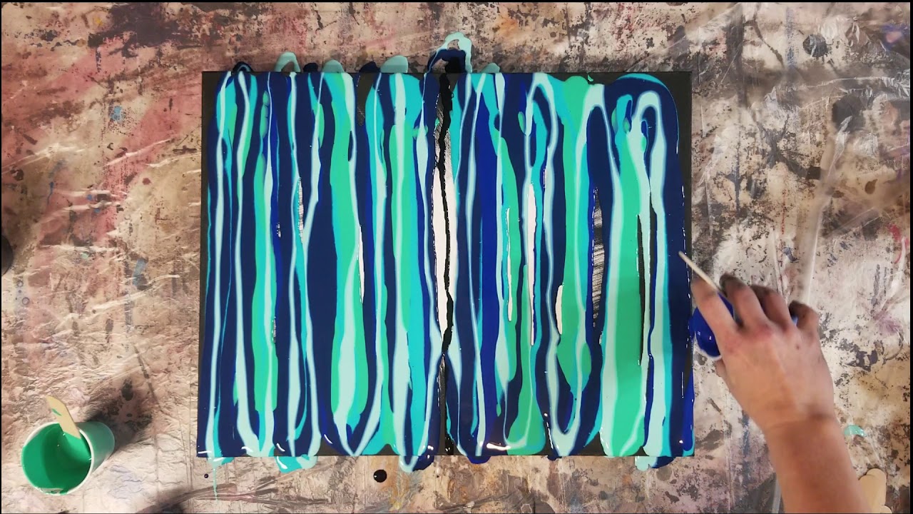 Acrylic 2 Swipe painting with blues Part 1 - YouTube