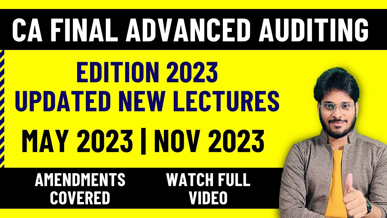 CA FINAL AUDIT | MAY 2023 NOV 2023 | NEW VIDEO LECTURES | INSTRUCTIONS ...