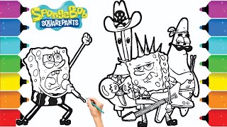 SpongeBob sings, Krabs and Patrick play music coloring pages