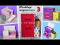 3 DIY How To Make Colorful Desktop Organizer ||  Cardboard Organizers