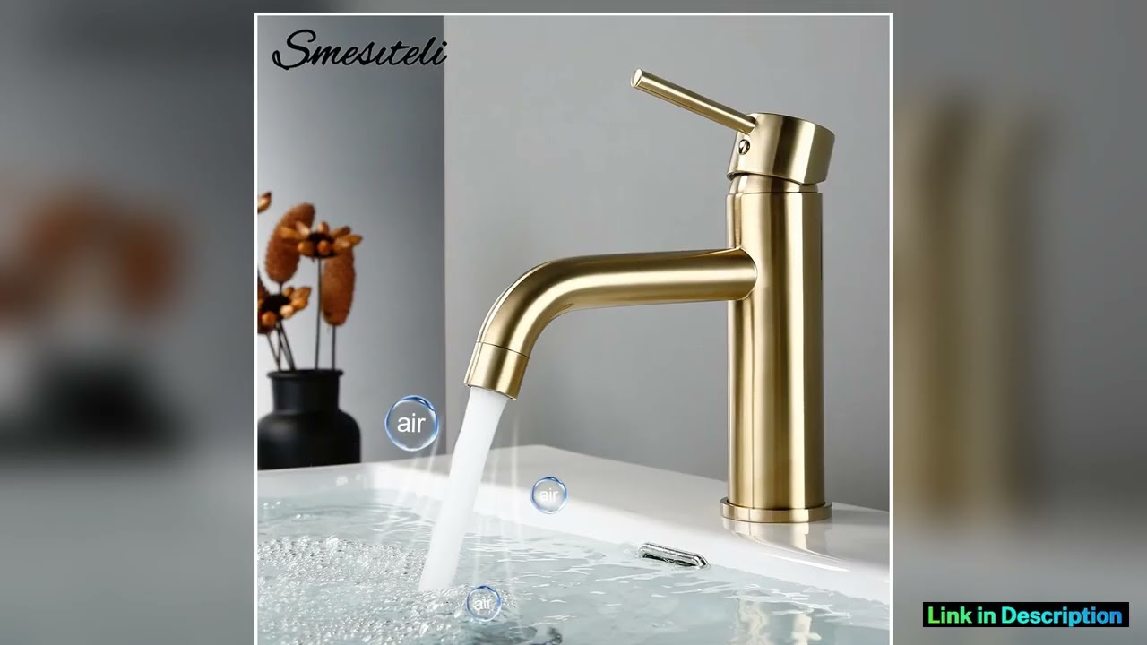 Brushed Gold Basin Faucet Solid Brass Hot And Cold Water Basin Mixer Sink Tap Deck Mounted Bathroom