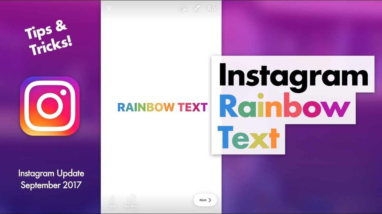 Rainbow font instagram story