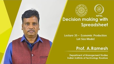 Lecture 35 –  Economic Production Lot Size Model