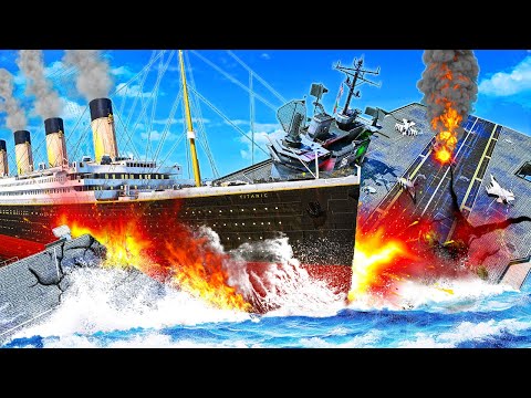 Titanic CRASHES into Aircraft Carrier in GTA 5!