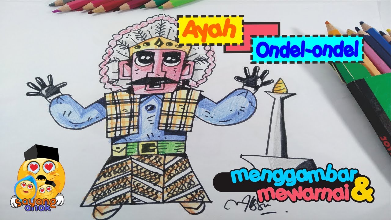 Cara Menggambar Dan Mewarnai Bapak Ondel Ondel Betawi How To