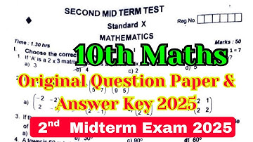 10th maths 2nd mid term question paper 2025 | Important questions | Second midterm exam 2025