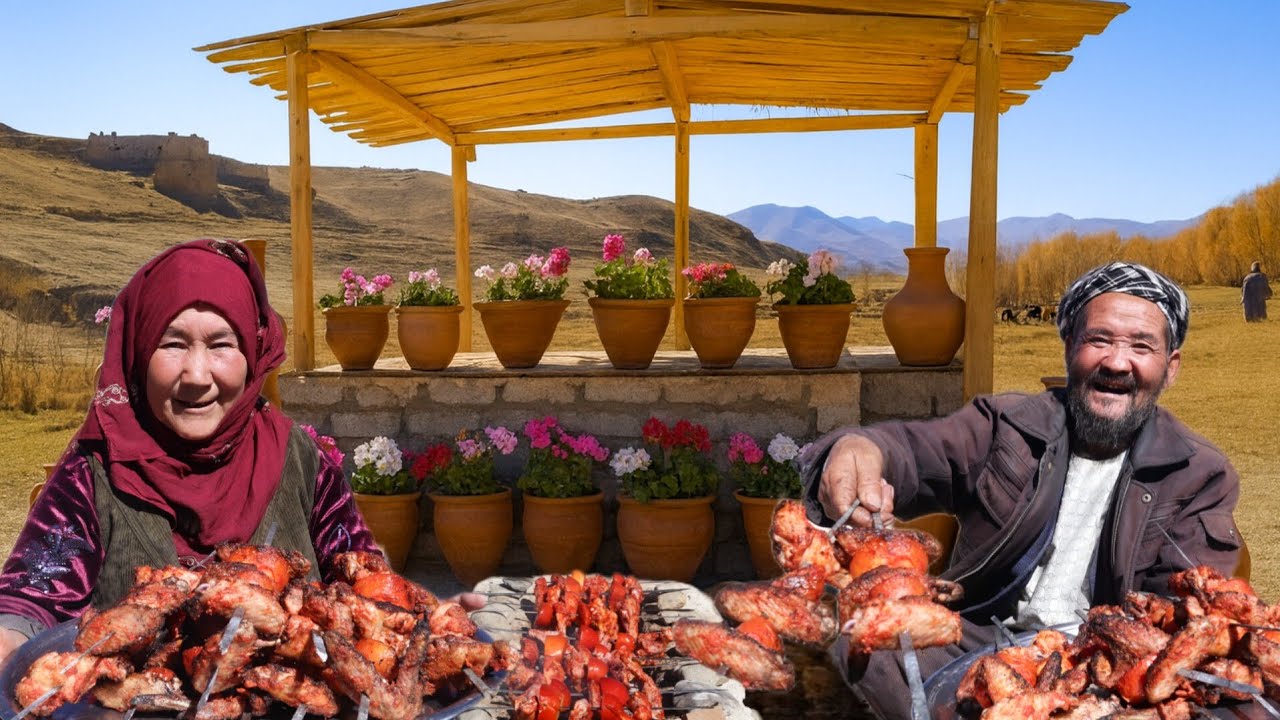 Life in the village; An old couple cooking on the slopes of the mountains | Life in the village |.