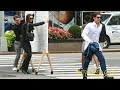 Anne hathaway  jared leto wheel around a giant white board while filming wecrashed in new york city