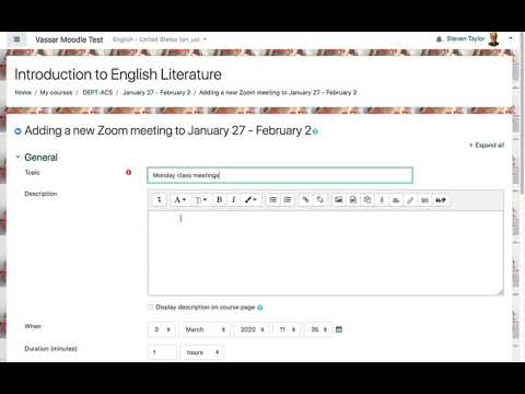 Setting up a Zoom meeting in Moodle - YouTube
