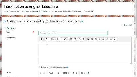 Setting up a Zoom meeting in Moodle