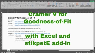 Excel - Cramer's V for goodness-of-fit with stikpetE