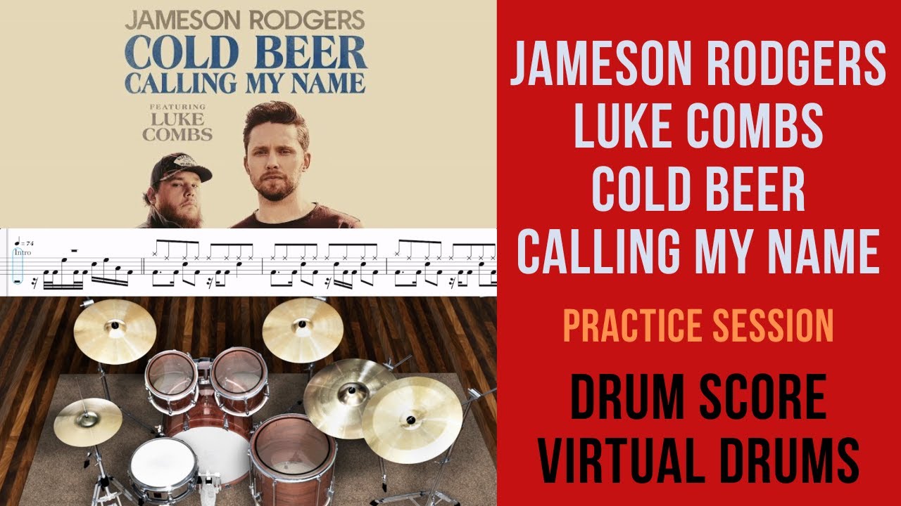 Jameson Rodgers, Luke Combs - Cold Beer Calling My Name (Drum Slow Practice, Virtual Drums)