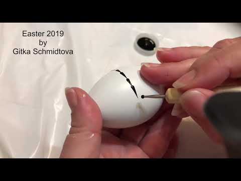 DIY easy pattern Easter eggs pysanky painted with acrylics by Gitka Schmidtova