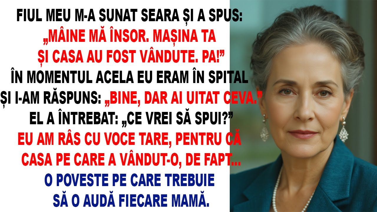 Fiul meu m-a sunat în această seară: „Mă însor mâine. Mașina ta și casa — deja le-am vândut. Pa!”