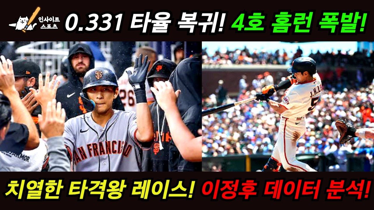 "0.331 타율 복귀!" 이정후, 애틀랜타전 시즌 4호 홈런 폭발!