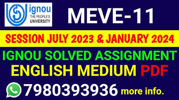 MEVE 11 Solved Assignment 2023-24 English, MEVE 11 Solved Assignment 23-24, MEVE-011 Assignment
