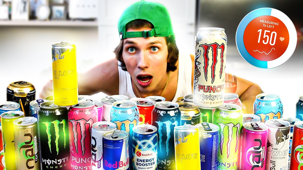 ALLE ENERGY DRANKJES DRINKEN + *HARTSLAGMETER* - YouTube