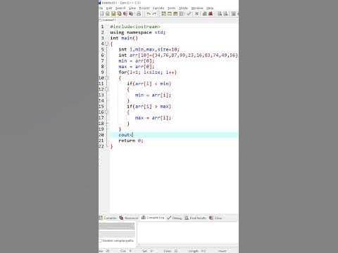 Find Smallest and Largest number in a given array list in CPP - YouTube