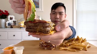 Baconator with a Side of Triple Bacon Cheeseburger | Wendy's Mukbang