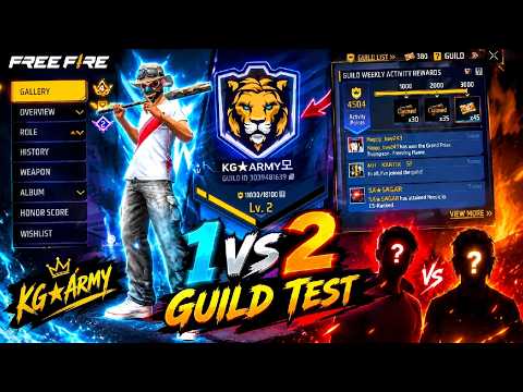 FREE FIRE LIVE 1VS 3 GUILD TEST WITH ID REACTION CUSTOM ROOM LIVE #freefire #guildtest #freefir