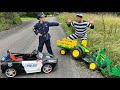 Max catches a thief in a police car who stole a kids tractor