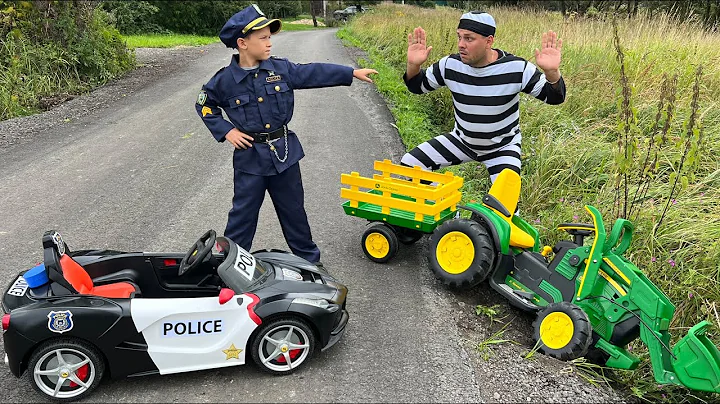 Max catches a thief in a police car who stole a kids tractor