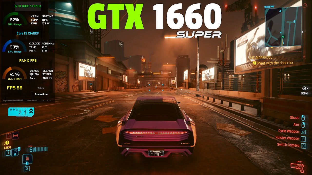 Cyberpunk 2077 Patch 2.3 - GTX 1660 SUPER | 1080p All Settings