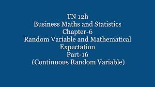 TN 12th BM | Chapter 6  Random Variable and Mathematical Expectation | Part 16